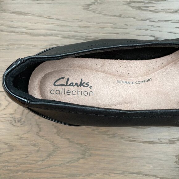 Clarks Collection Ultimate Comfort Slip On 1" Heel Patent Toe Shoes Black Sz 8.5 - Picture 8 of 10